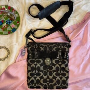 🖤 COACH Signature C Canvas Crossbody Bag | Y2K Black Monogram Messenger